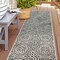 World Rug Gallery Contemporary Flowers Weather Resistant Indoor/Outdoor Runner Rug 2' x 7' Green 4026GREEN2X7 - alternate 1